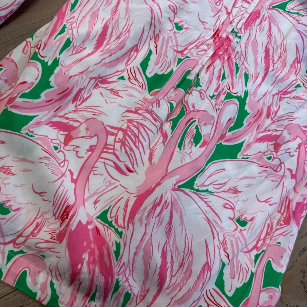 NWT Lilly Pulitzer Sarasota Tunic Pink Colony Flamingo Print Top 92484 XS NEW